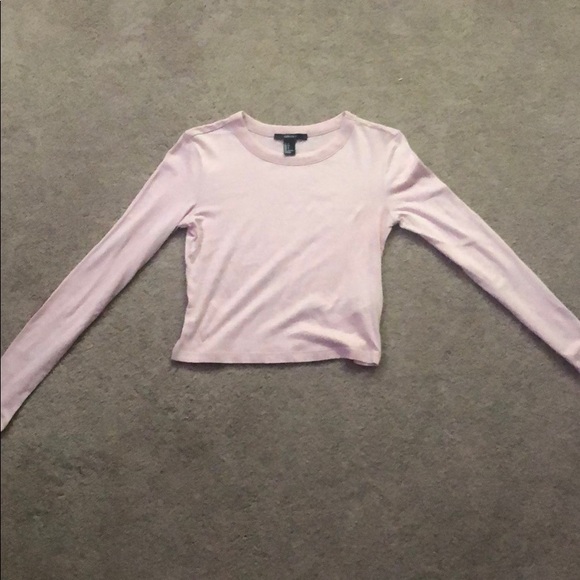 Pink Forever 21 Long Sleeve Crop Top - Main Image
